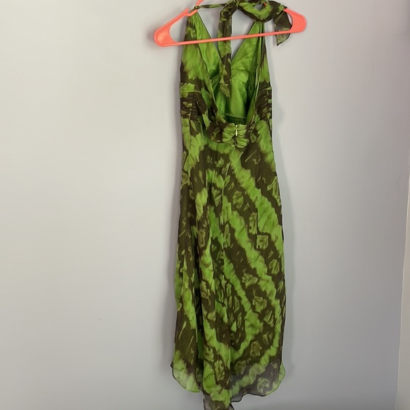 BCBG MAXAZRIA Size S Green and Black Halter Tied Dress - Picture 2 of 2
